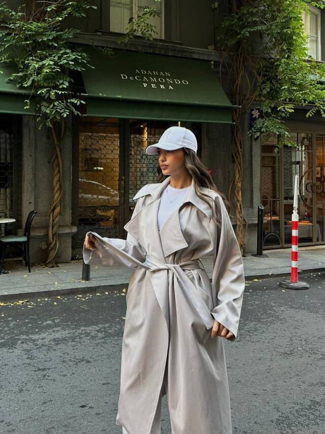 Daily Casual Kemerli Trençkot - 1