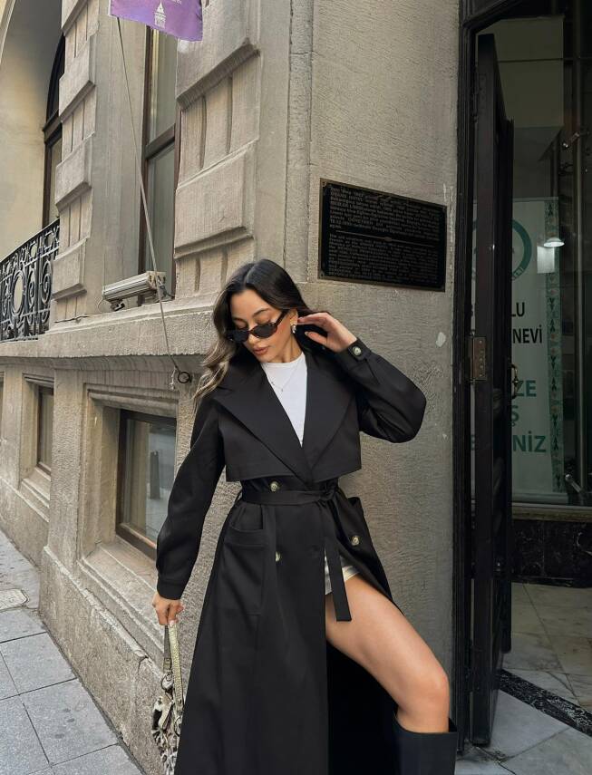 Kruvaze Yaka Trençkot - 5